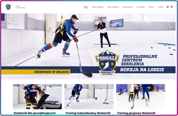 Projektowanie i tworzenie stron internetowych - realizacje - Profesjonalne Centrum Szkolenia Hokeja